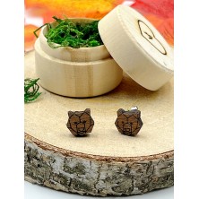 Kolczyki niedźwiedź drewniane