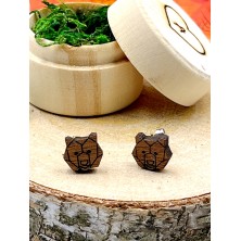 Kolczyki niedźwiedź drewniane