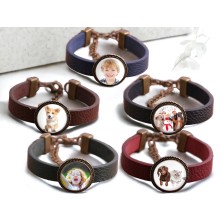 Bransoletka Twoje zdjęcie skórzana granatowa