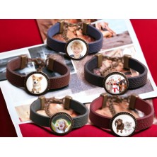 Bransoletka Twoje zdjęcie skórzana granatowa