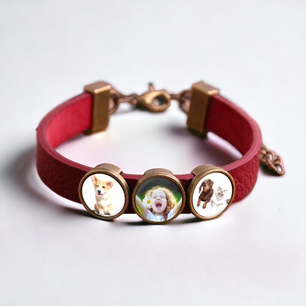 Bransoletka 3 zdjęcia - czerwona