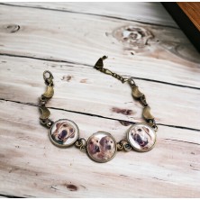 Bransoletka personalizowana 3 zdjęcia 16mm złota