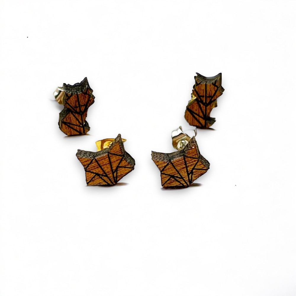 Kolczyki Liski drewniane