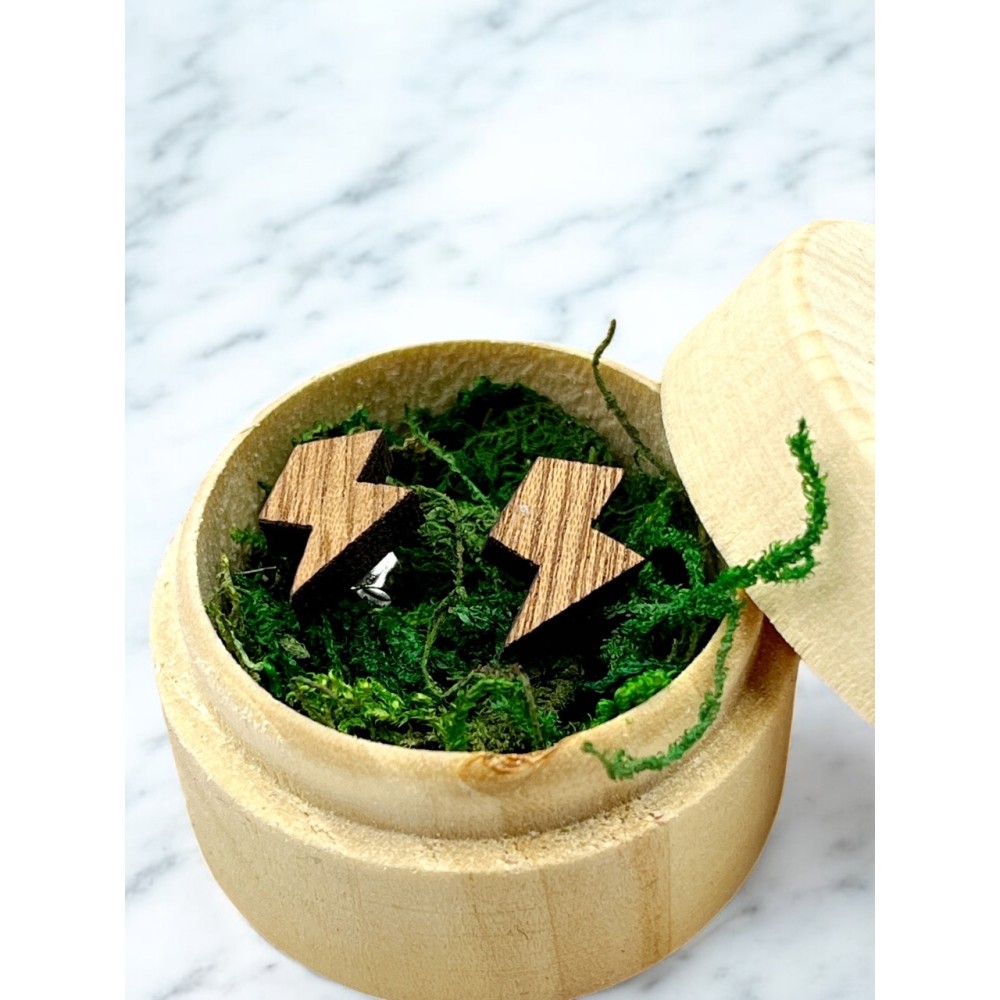 Kolczyki błyskawica piorun drewniane