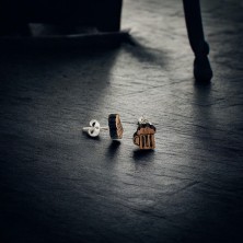 Kolczyki drewniane Kufel Piwa