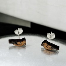 Kolczyki drewniane Ptaszek