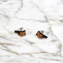 Kolczyki drewniane Ptaszek
