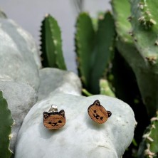 Kolczyki drewniane Kot Kotek