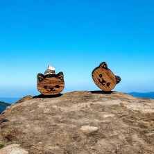 Kolczyki drewniane Kot Kotek