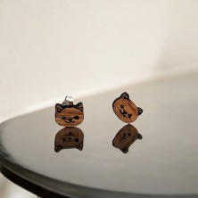 Kolczyki drewniane Kot Kotek