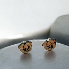 Kolczyki świnka drewniane
