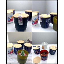 Świeca personalizowana w szkle z bambusową pokrywką 270ml