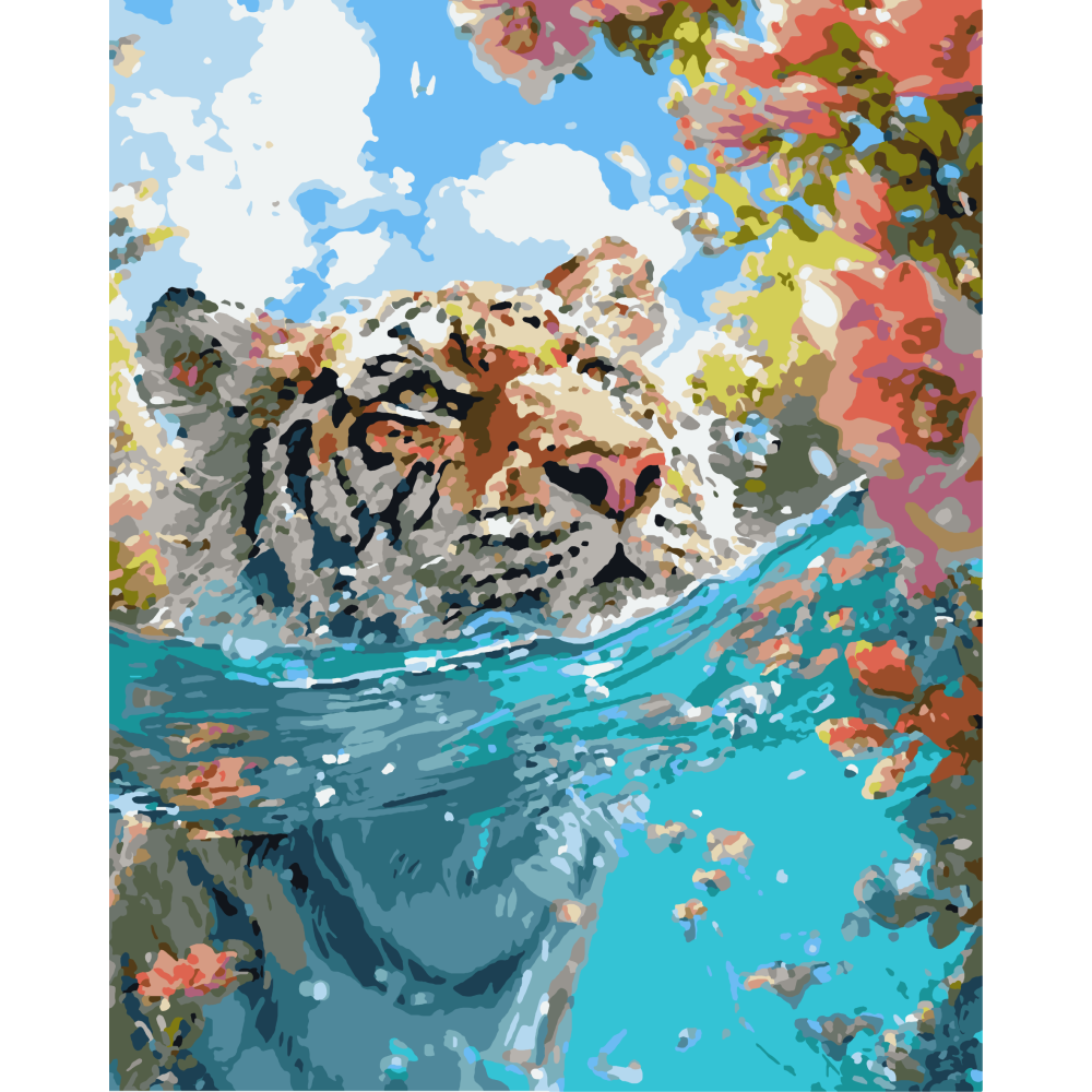 Malowanie po numerach Pływający tygrys