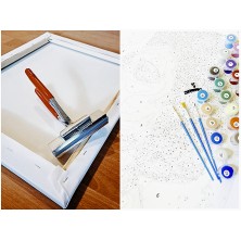 Malowanie po numerach - Corgi w basenie