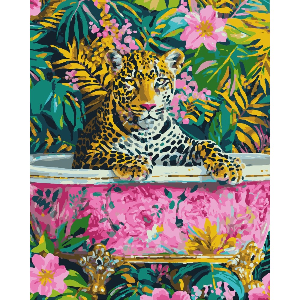 Malowanie po numerach Lampart w wannie