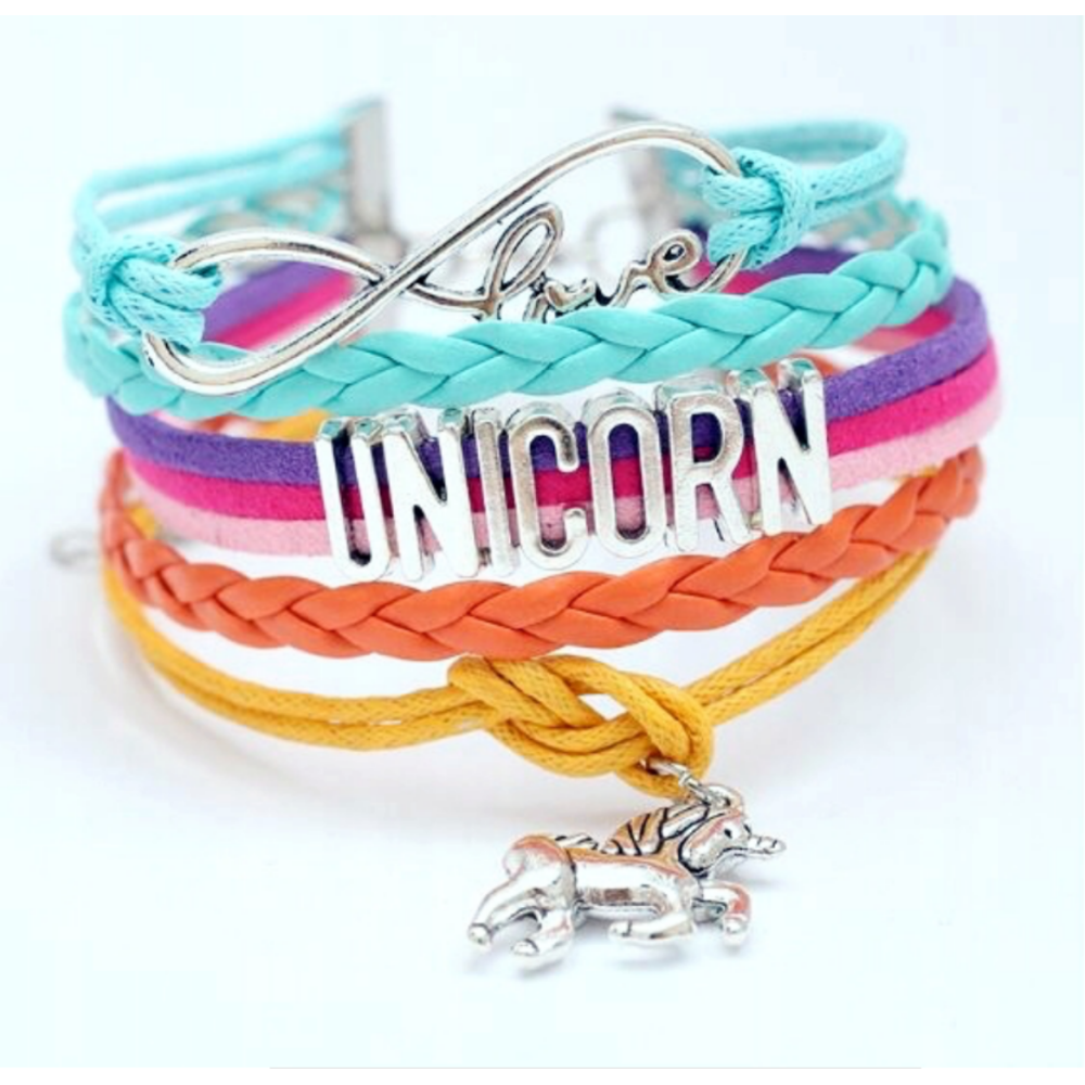 Bransoletka skórzana UNICORN kolorowa prezent