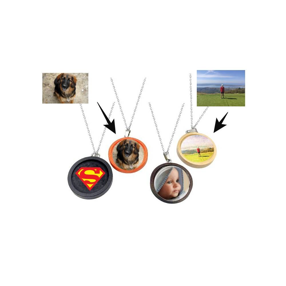 Naszyjnik drewniany 25mm personalizowany