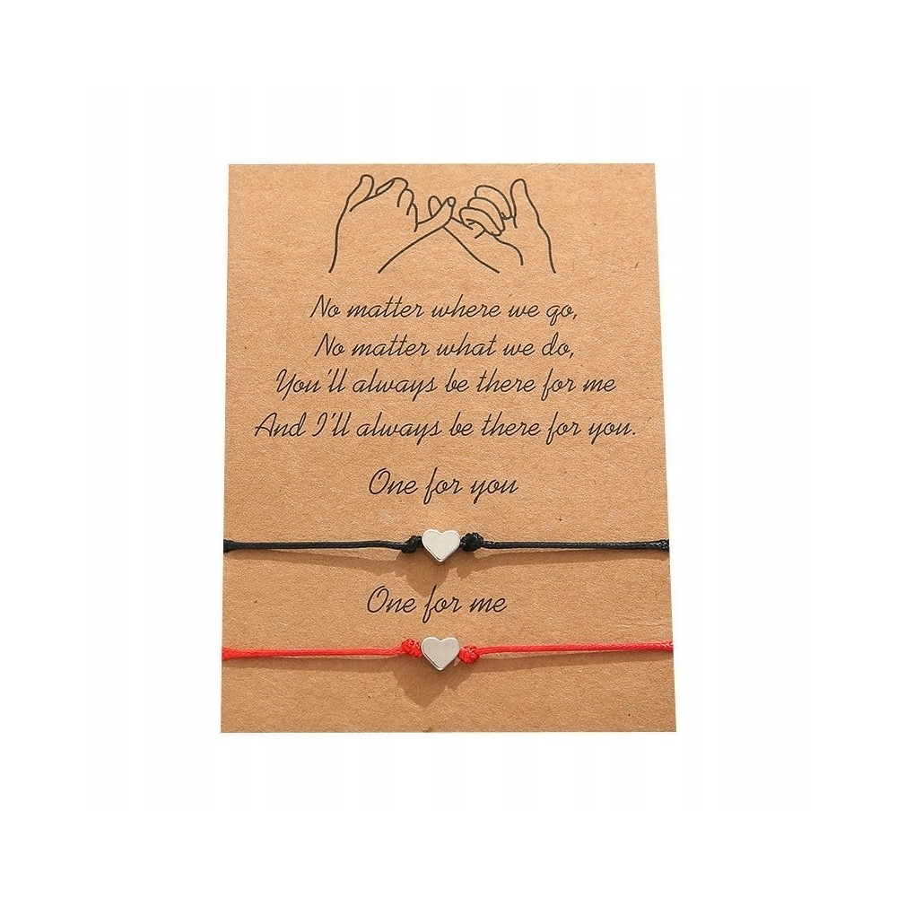 Bransoletka 2szt dla par serce srebrne kartonik