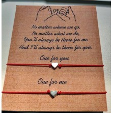 Bransoletka 2szt dla par serce srebrne kartonik