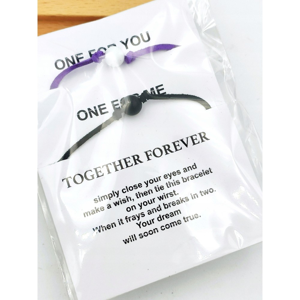 Bransoletka 2szt dla par z koralikami i kartonikiem personalizowanym