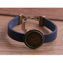 Bransoletka Twoje zdjęcie skórzana granatowa