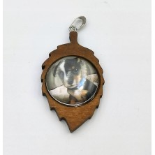 Naszyjnik liść jesień 25mm Twoje zdjęcie drewno