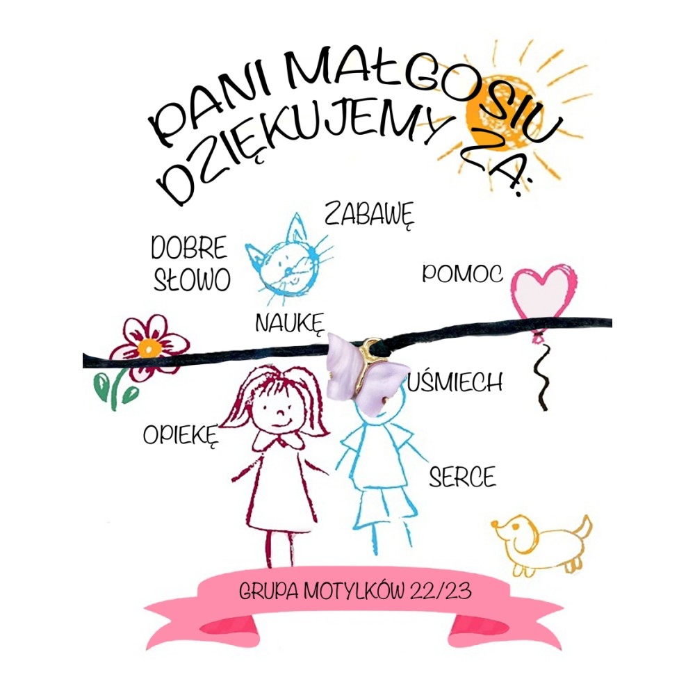 Bransoletka z karnecikiem prezentowym Motylek